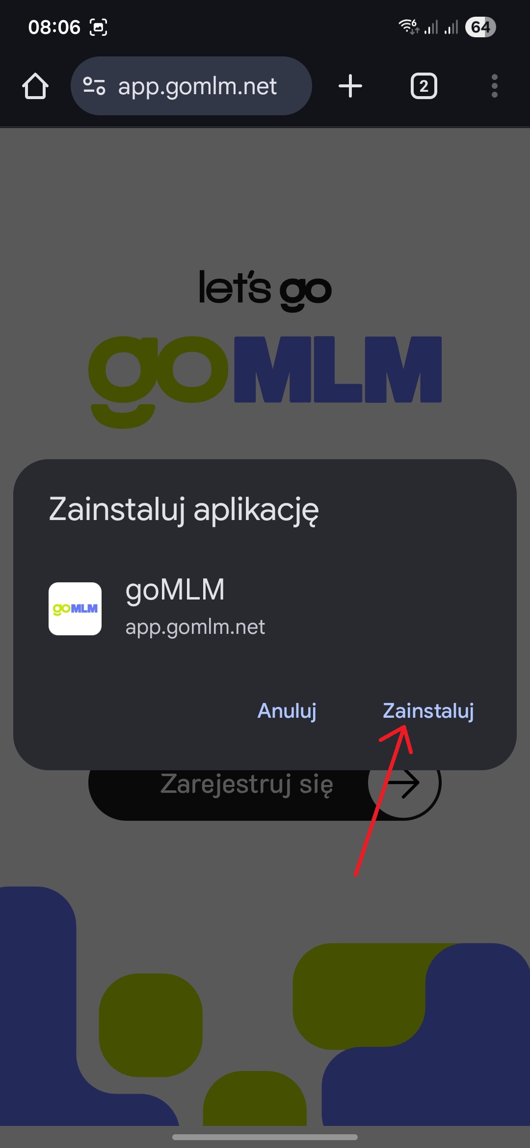 Potwierdzenie instalacji aplikacji